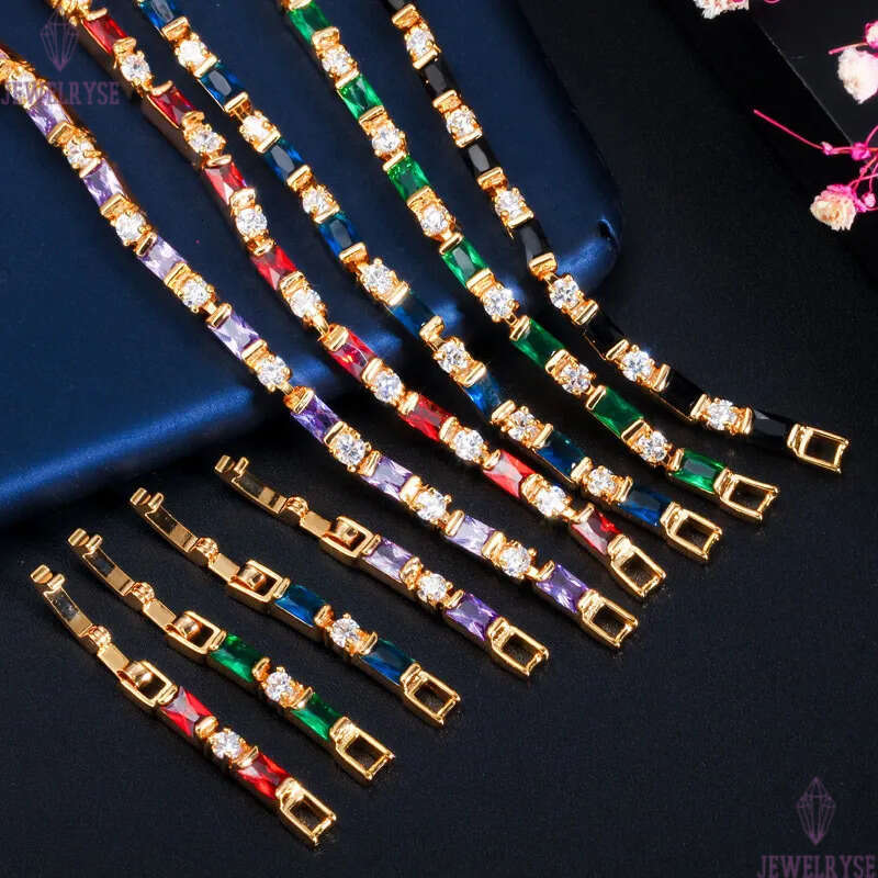 womens tennis bracelet designer AAA cubic zirconia white ruby green 18K gold plated silver jewelry bracelets for woman girls party valentines day gift