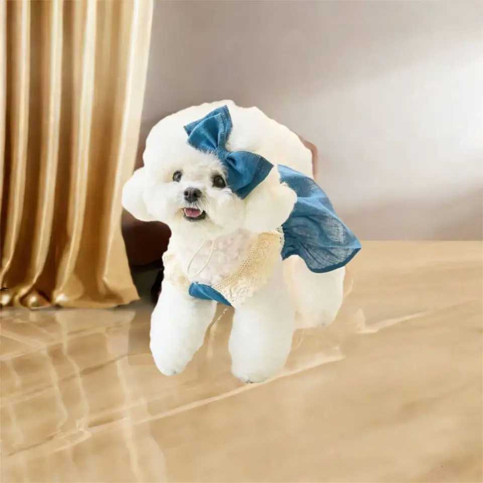 Fashion Lace Pet Lace Denim Dress Soft Thin Dog Vest Breathable Comfortable Cat Princess Skirt Puppy M251208