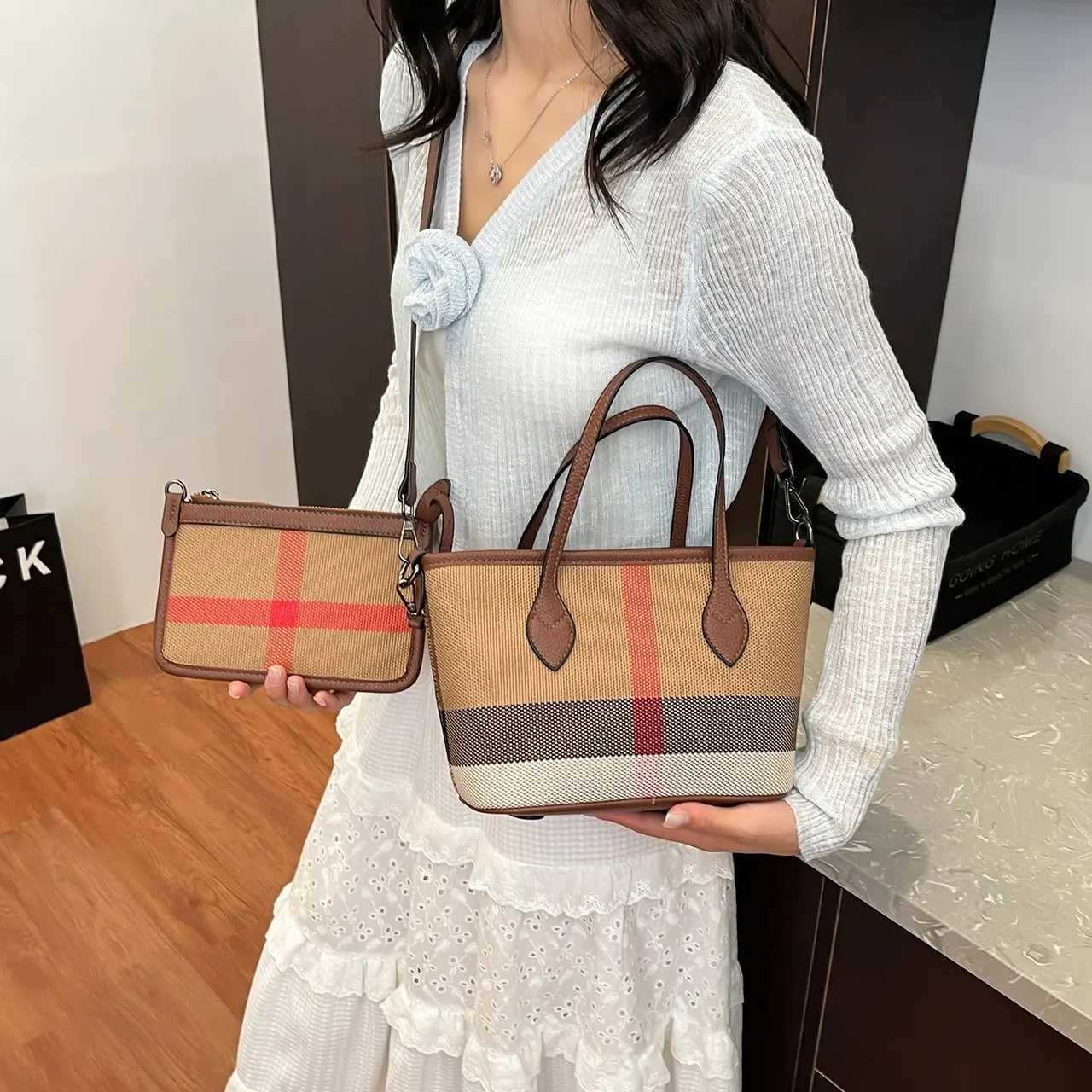 Popar New Texture Wens Handbags - Plaid Ctra Color Light Luxury Cmuter fits Shoder/Messenger Fi Design Y251208