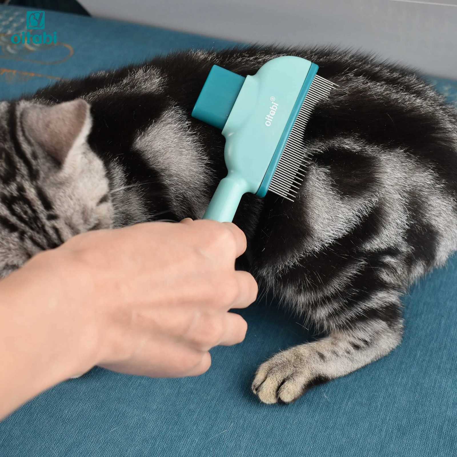 OITABI Flea Comb for Cats Dogs Magic Self-Cleaning Cat Grooming Brush with Stainless Steel Teeth Cat Combs for Fleas Ticks M251208 - view 7