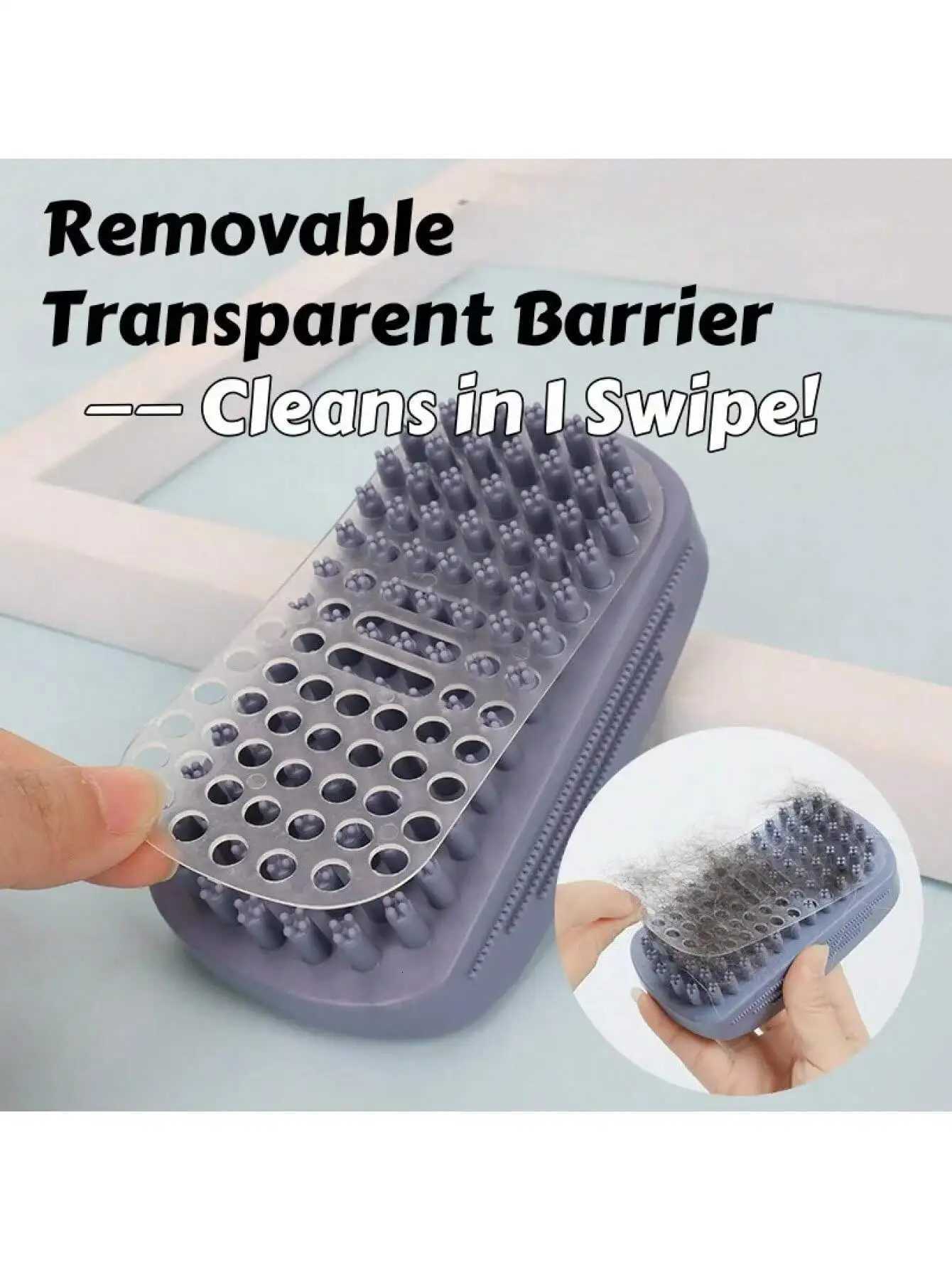 1Pc 3-Head Silicone Bath Massage Brush with Fur Removal for Cats/Dogs - Collects 96 Wet Hair during Washing - Grooming Tool M251208 - view 4