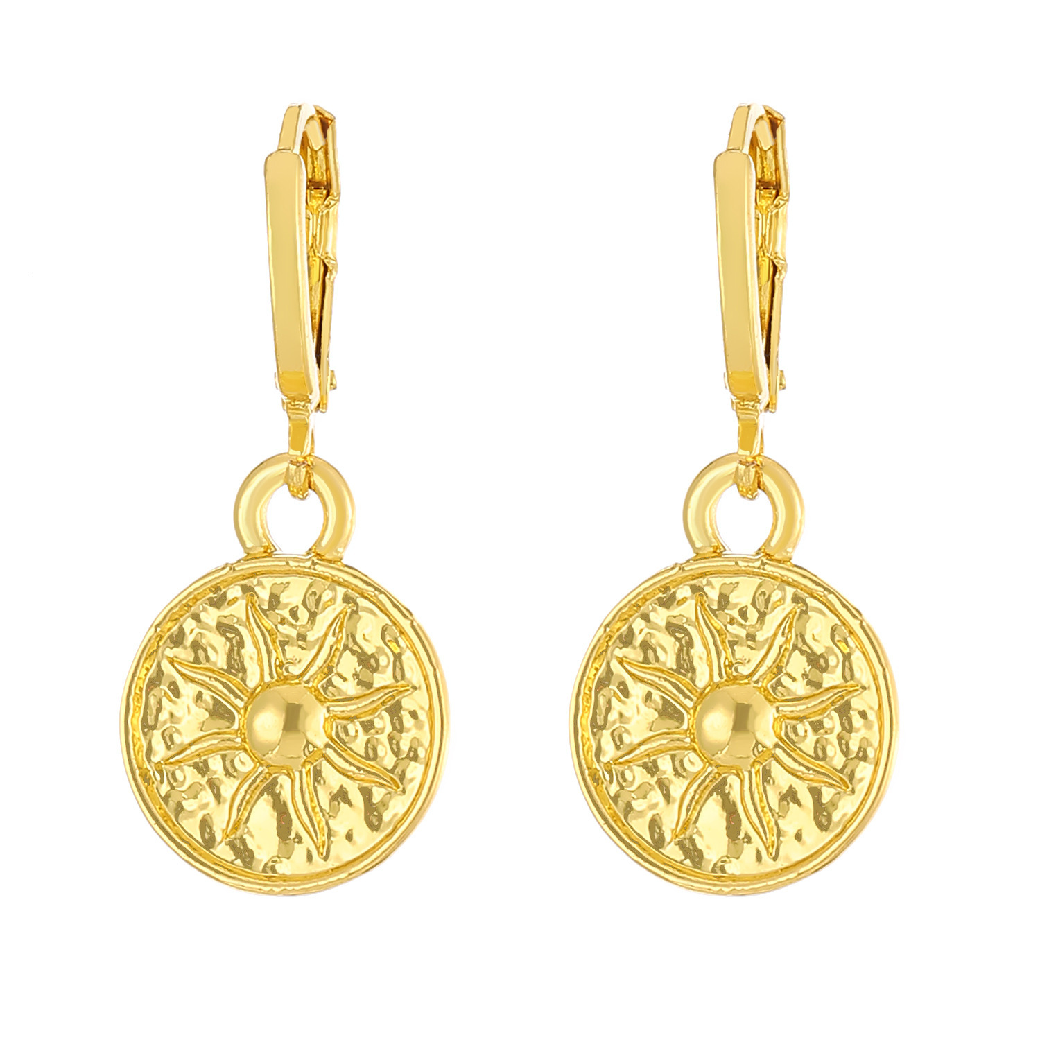 New Small Sun luxury Earrings For Women, Ins Style, Three-Dimensional Carved free shipping Round Clips, Ethnic Style designer Ear Jewelry