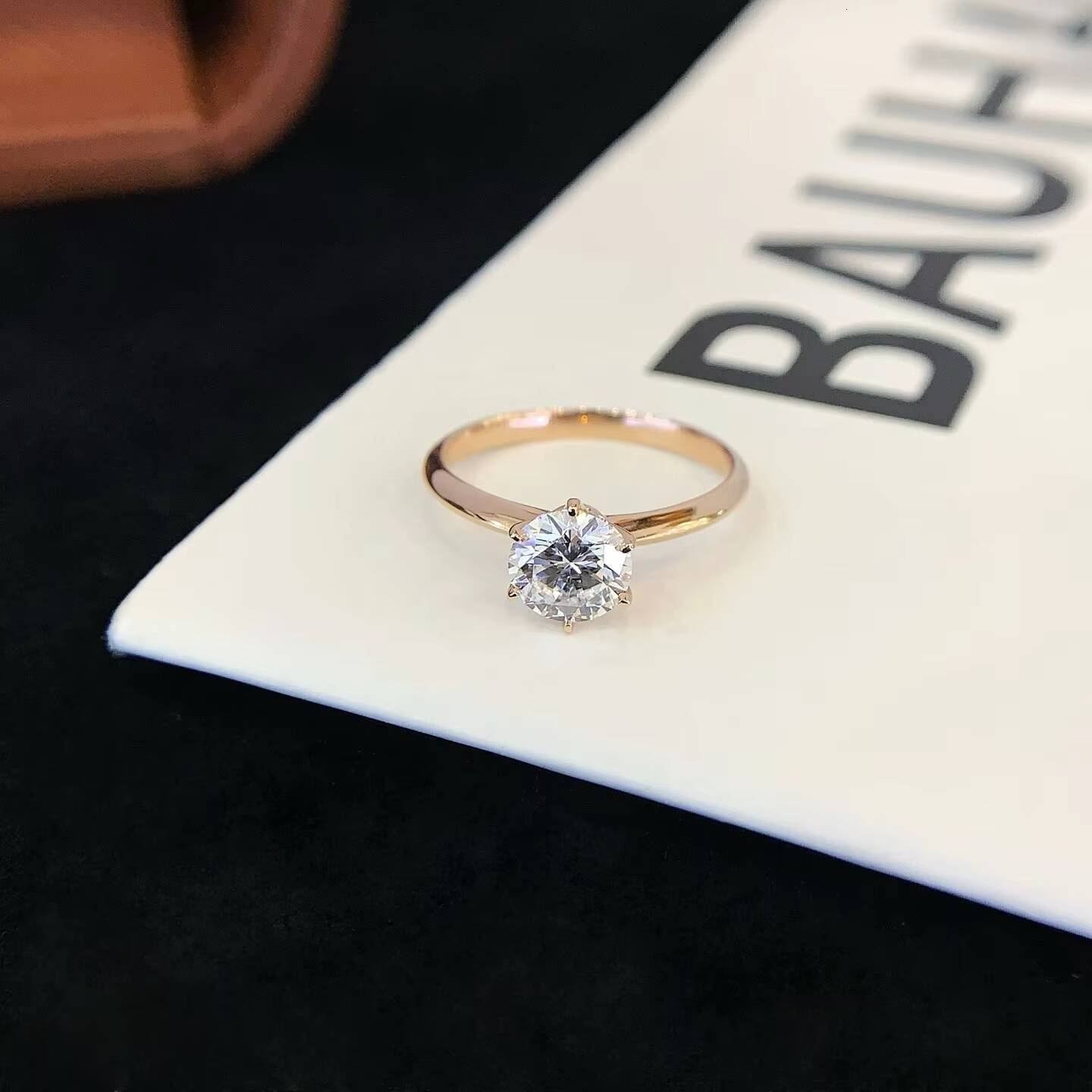 Double Jewelry 18k Rose Gold 6 Claws 1ct Round Lab Grown Diamond Solitaire Rings for Women Engagement Ring Lab Diamond Jewelry