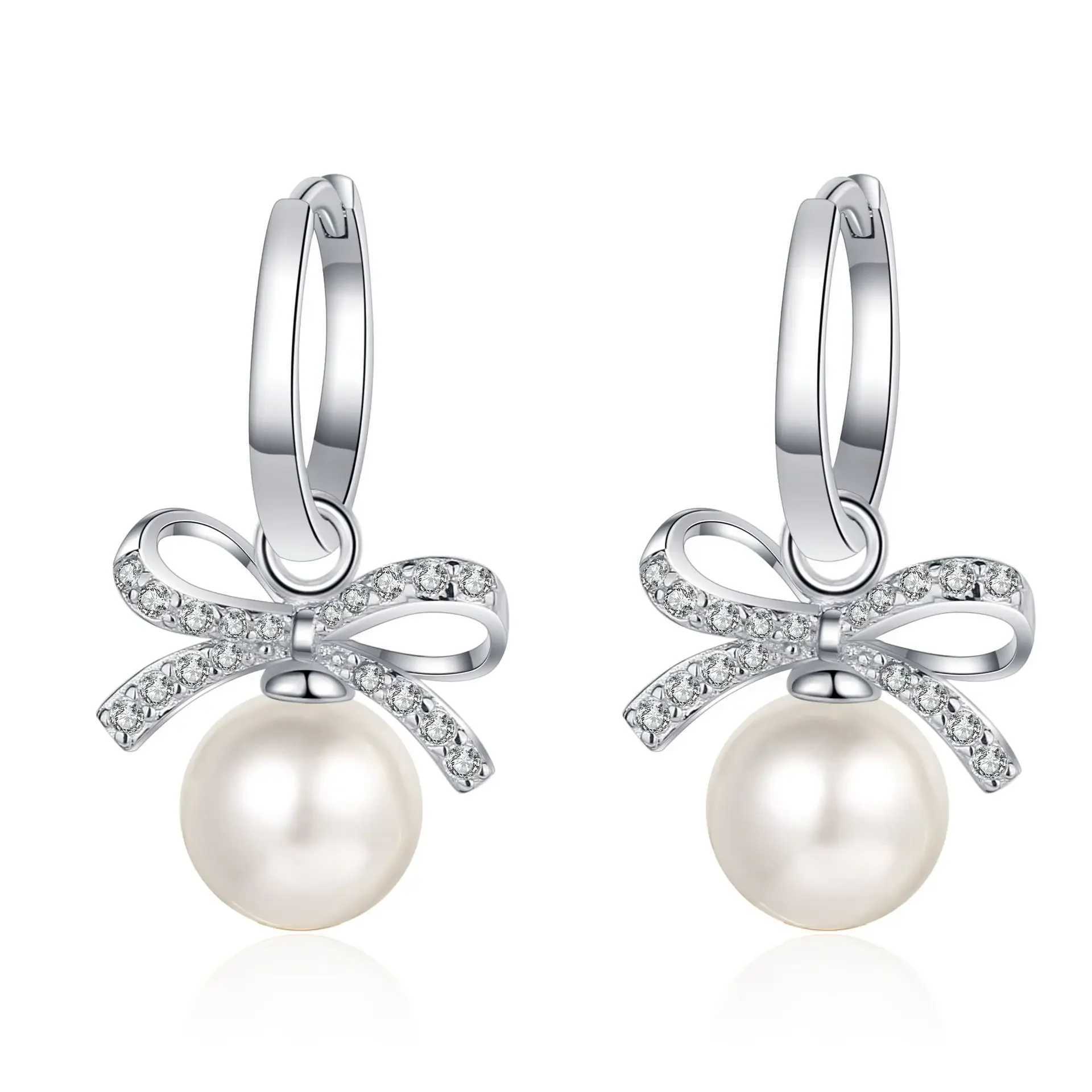 S925 Sterling Silver Earrings Freshwater Pearl Moissanite Earrings for Women J251208