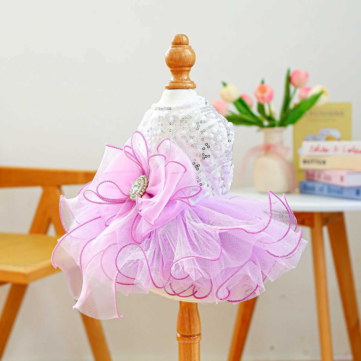 Dream Fairy Wedding Dress Purple Pet Clothes Sequined Princess Tutu Dress Wedding Dress M251208
