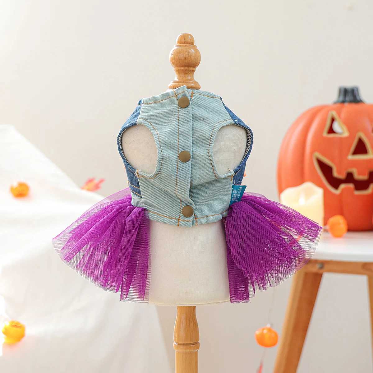 1PC Quirky Pumpkin Skirt Pet Clothes Dog Cat Autumn Halloween Orange Bow Sleeveless Wedding Dress M251208