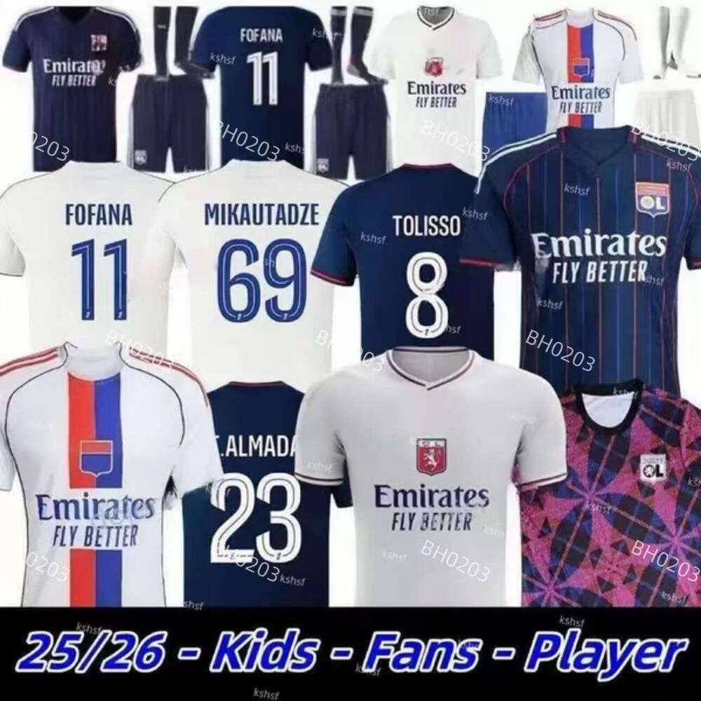 25 26 Maillot Lyon Soccer Jerseys 75-Year 2025 2026 Olympique Lyonnais Jersey OL 3rd Fourth Shirts CHERKI Mikautadze Men Football Shirt Kids Kits666