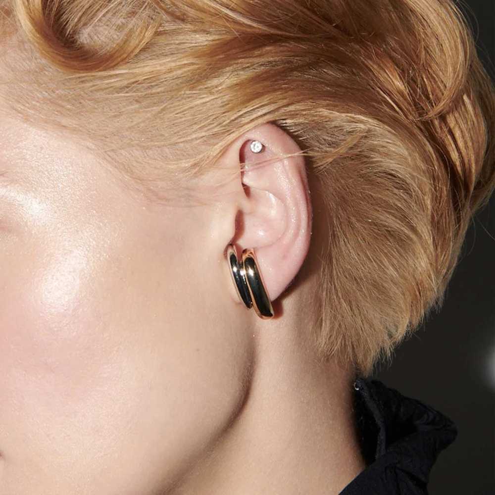 Gold Sliver Color Irregular Cshape Stud Earrings Stainless Steel Bicolor Geometric Waterproof Fashion Jewelry Party Gift Women J251208