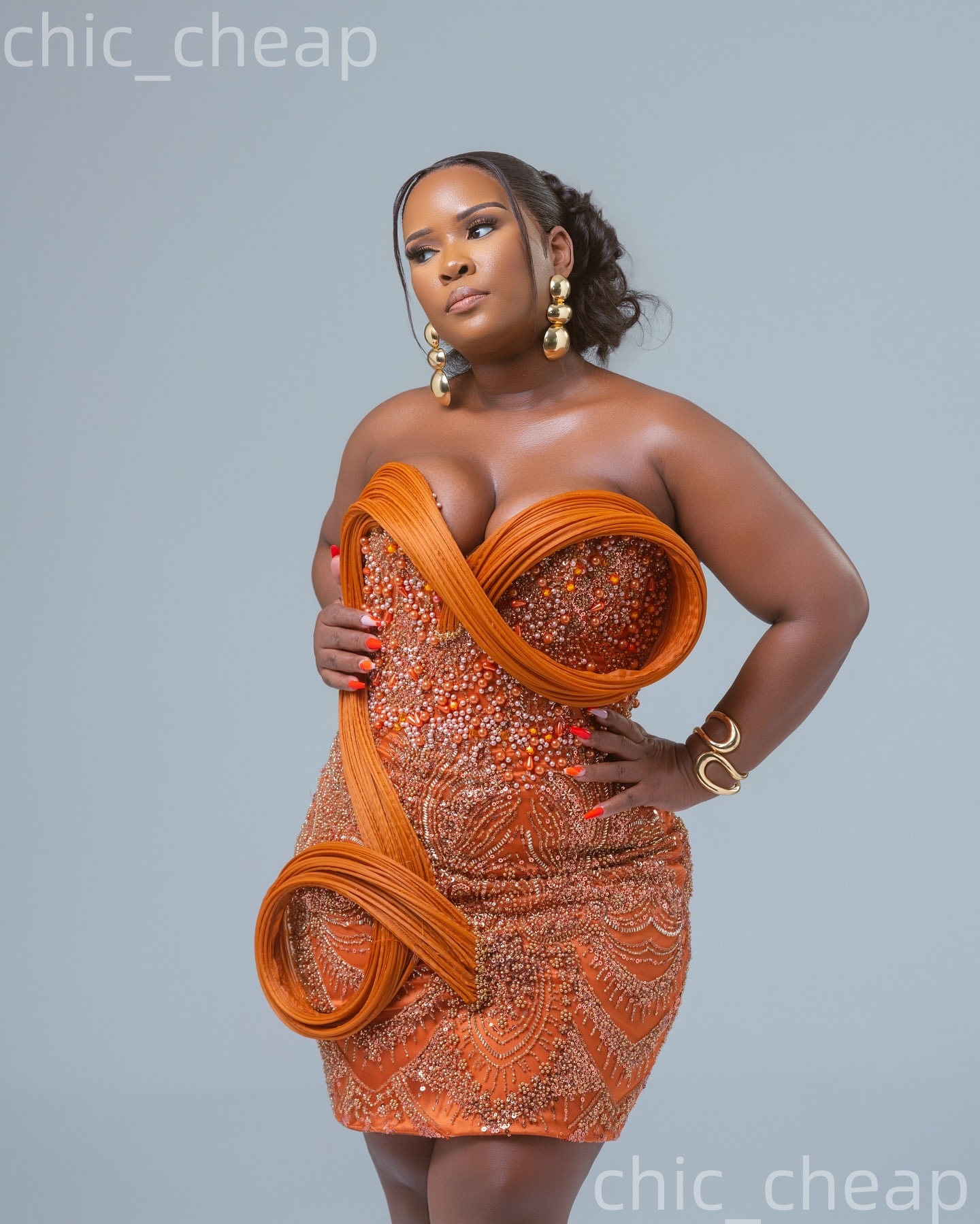 2026 Orange Sheath Cocktail Dress Sweetheart Pearls Sequined Stylish Short Mini Graduation Homecoming Dresses For Special Occasions Sweetheart Gowns Z