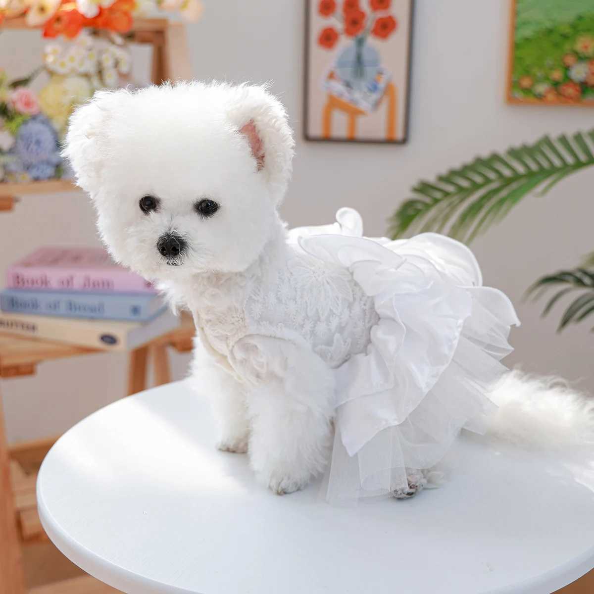 Moonlight Ballet Dress Pet Clothes Dog Cat Anti-Hair Loss White Bow Princess Dress M251208