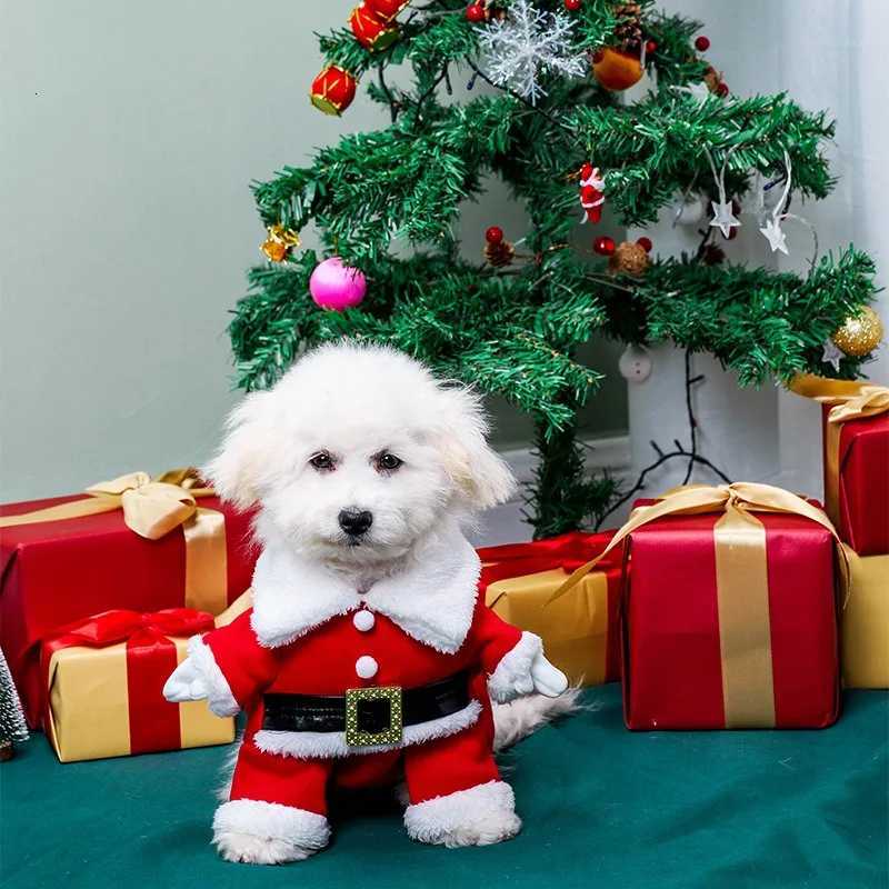 Christmas Pet Costume with Hat 3D Fleece Plush Outfit for Cats Small Dogs Warm Party Wear Reusable Pet Decoration Supplies M251208
