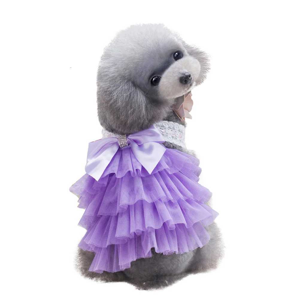 Charming Purple Xs Pet Dog Dress Multilayer Tutu with Lace Bowknot Stylish Comfortable Fit Perfect for Walking Jogging Photo M251208