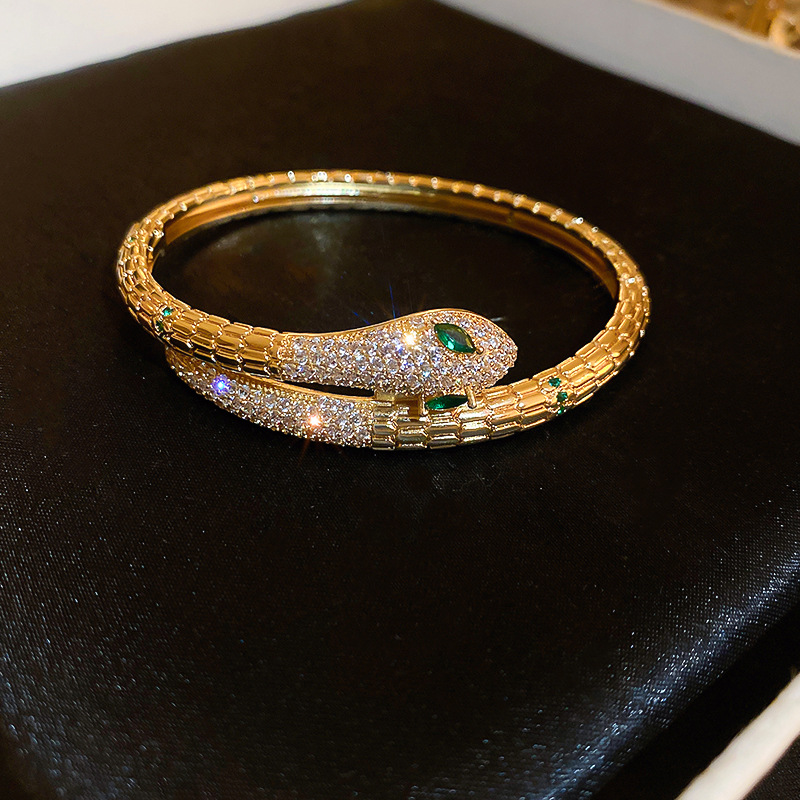 Real Gold Plated Zircon Fashionable European and American Design Sense Bracelet Personality Light Luxury Creative Style Jewelry Wholesale - view 3