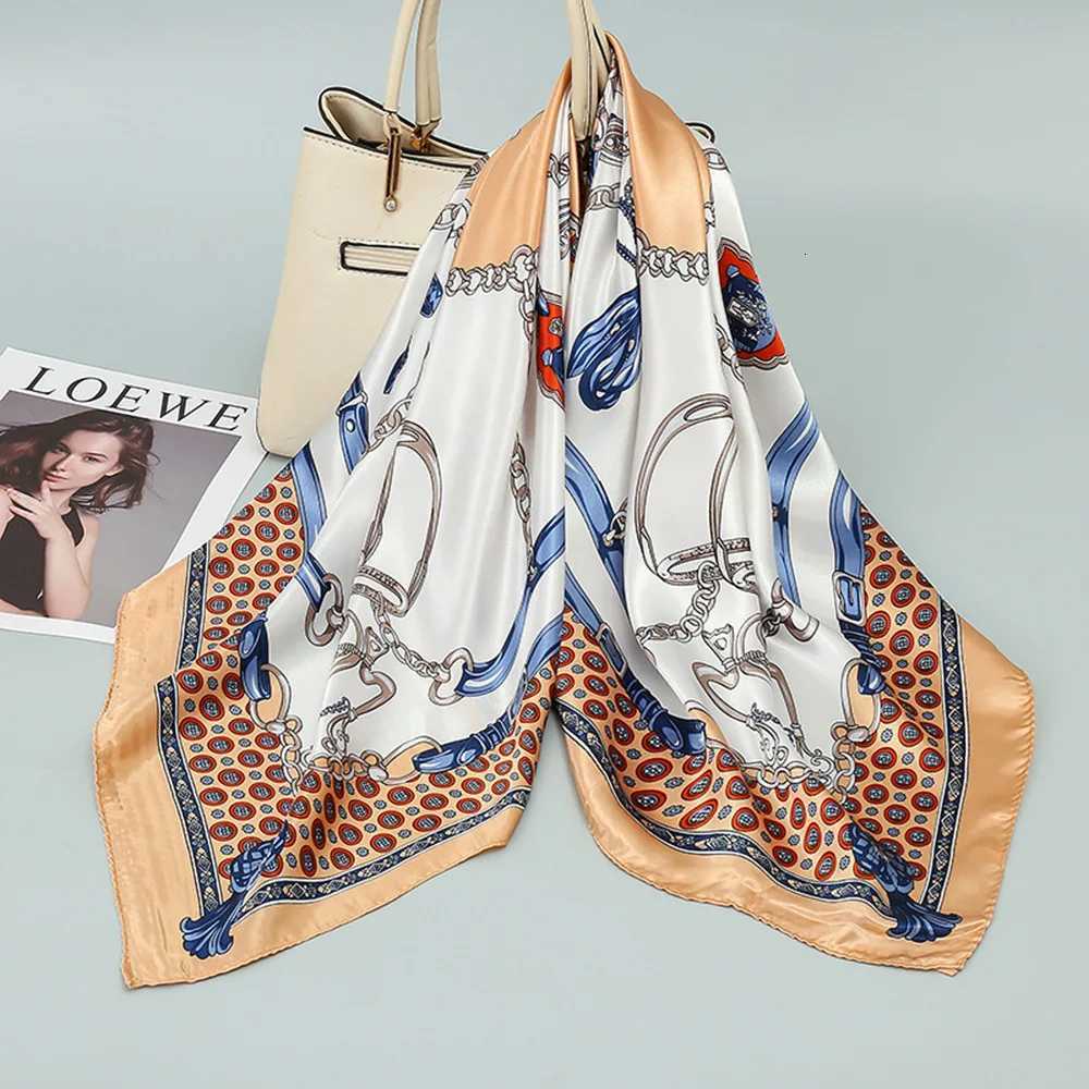 Luxury 90x90 big square scarf for women new 2024 printed silk scarf spring autumn winter style fashionable mother small square scarf sc Y251208