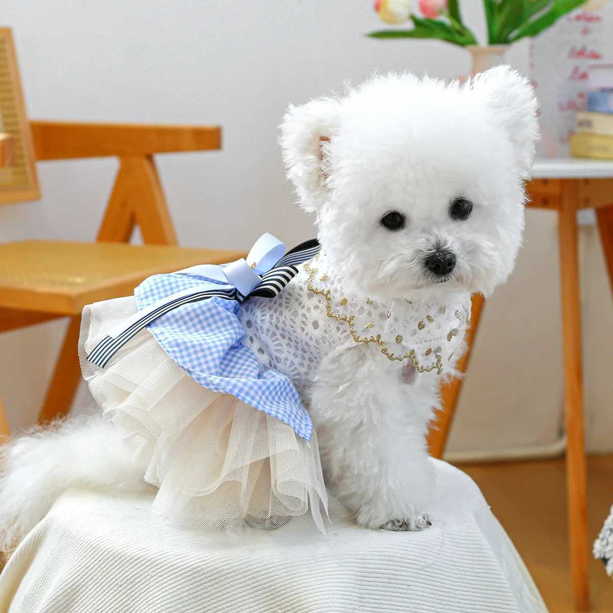 Small Puppy Dog Summer Cute Dress with Know Bot Dog Dress Wedding Party Birthday Dress M251208