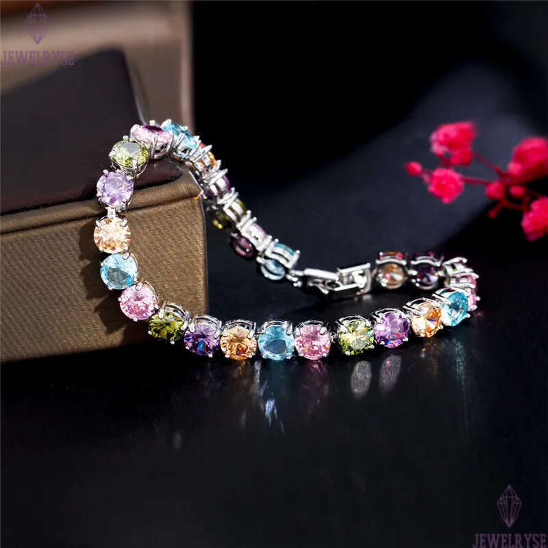 fashion diamond tennis bracelet designer for woman party colorful AAA cubic zirconia copper love silver womens bracelets luxury jewelry friend gift