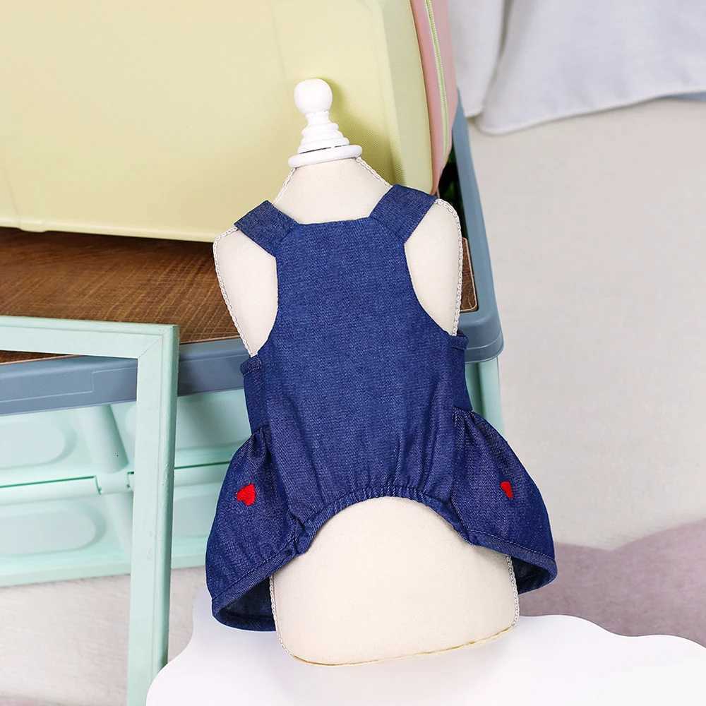2024 New Puppy Clothes Dog Dress Pet Clothing Cat Strap Dress Pet Denim Dress Summer Sweet Love Spring Small Dog Clothes Skirt M251208