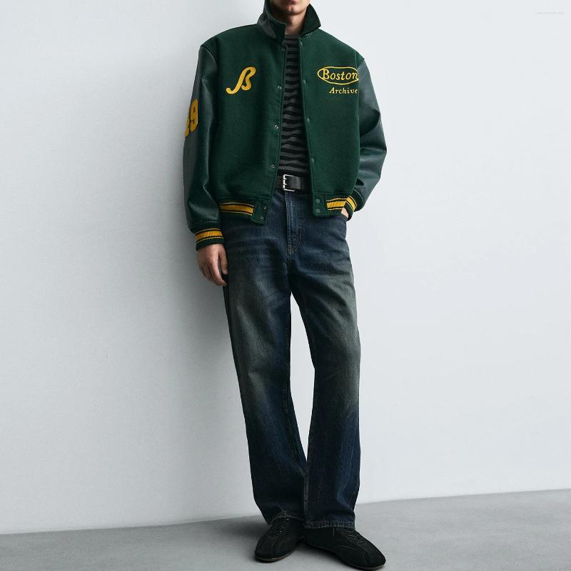 Men's Jackets Trendy Patchwork Pilot Jaet Outerwear For Men Autumn 2025 College Sle 799 Stand Fit Long Sve Flip Collar