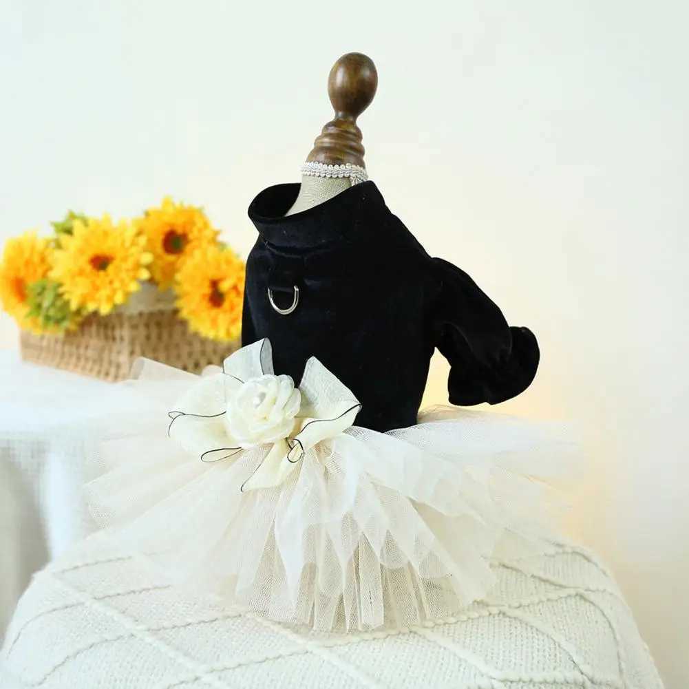 Three-dimensional Flower Pet Dress Dog Princess Dress Elegant 3d Flower Bow Decoration Wedding Dog Dress Stylish for Wedding M251208