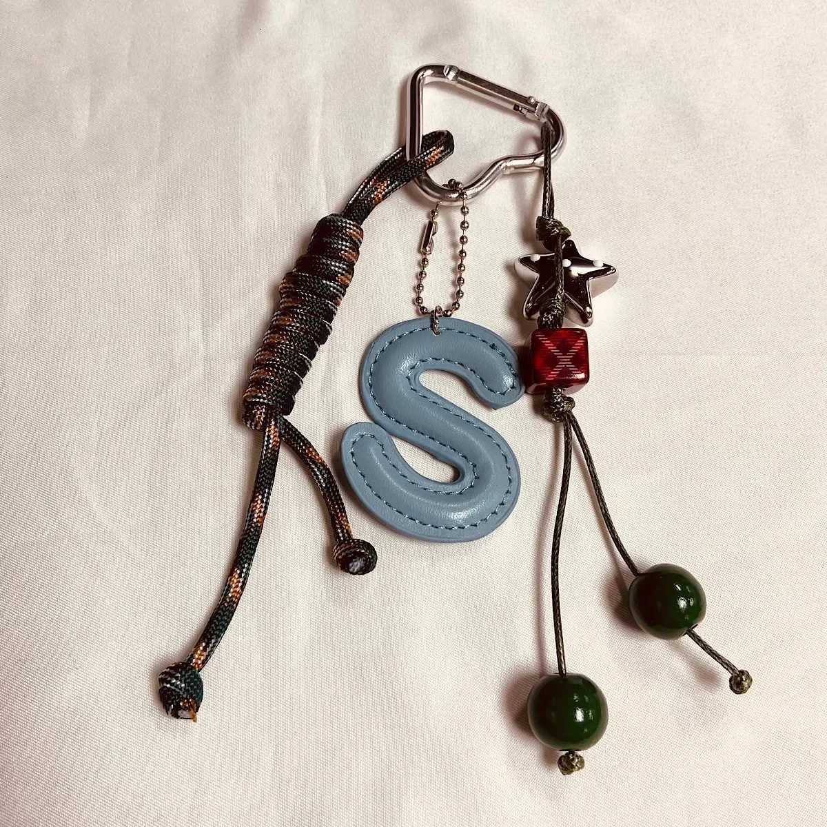 DIY handmade keychain Letter bag pendant Ins woven rope cherry jewelryXJ251208 - view 6