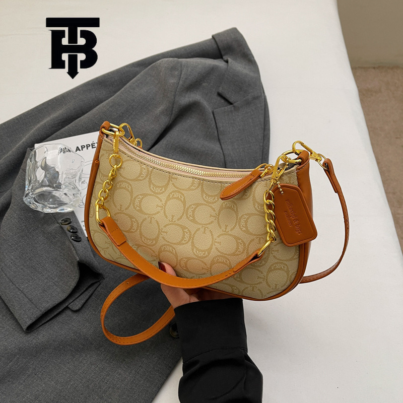 TB BHULAMTE Luxury Brand Designer Bag High-end Luxury Printed Single-shoulder Underarm Women's Bag Summer Quilted Chain Handbag Retro Fashion Cro