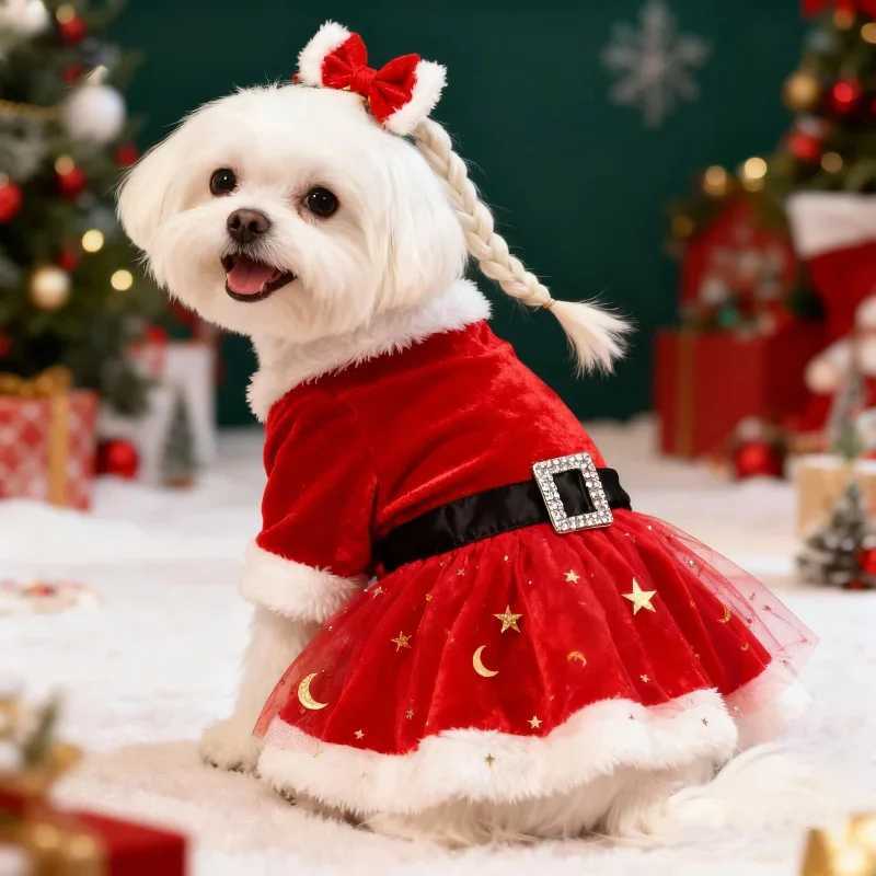 Cute Dog Santa Claus Outfit Christmas Costume For Small Dogs Cats Yorkie Cosplay Clothes Dress Up Jumpsuit Party Gifts Supplies M251208