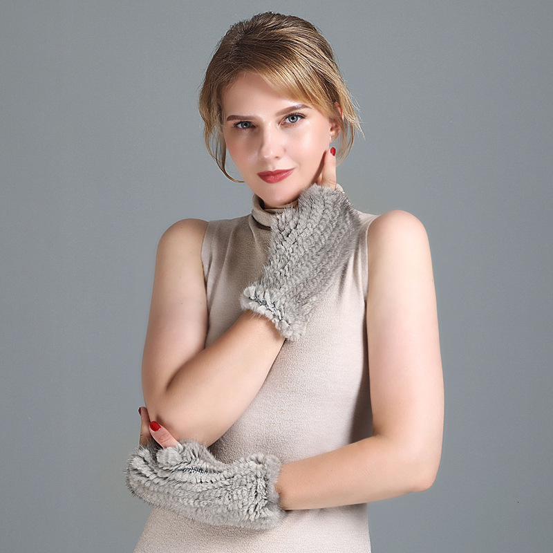 Arrival Female Natural Rabbit Fur Gloves Knitted Warm Rex Rabbit Fur Mittens Women Winter Outdoor Rex Rabbit Fur Gloves 251008