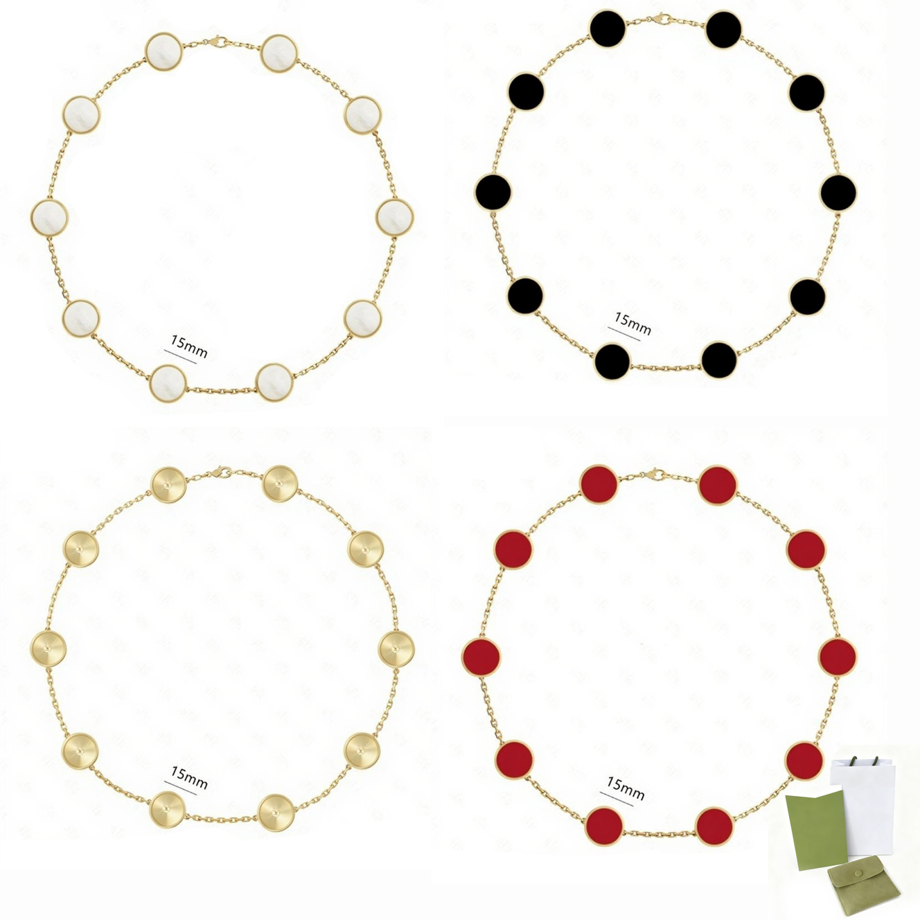 Classic 10 Motif Flower Necklaces Designer For Women Plated Gold Jewelry Woman White Mother Of Pearl Four Leaf Clover Necklace Daily Outfit Christmas Gift With Box