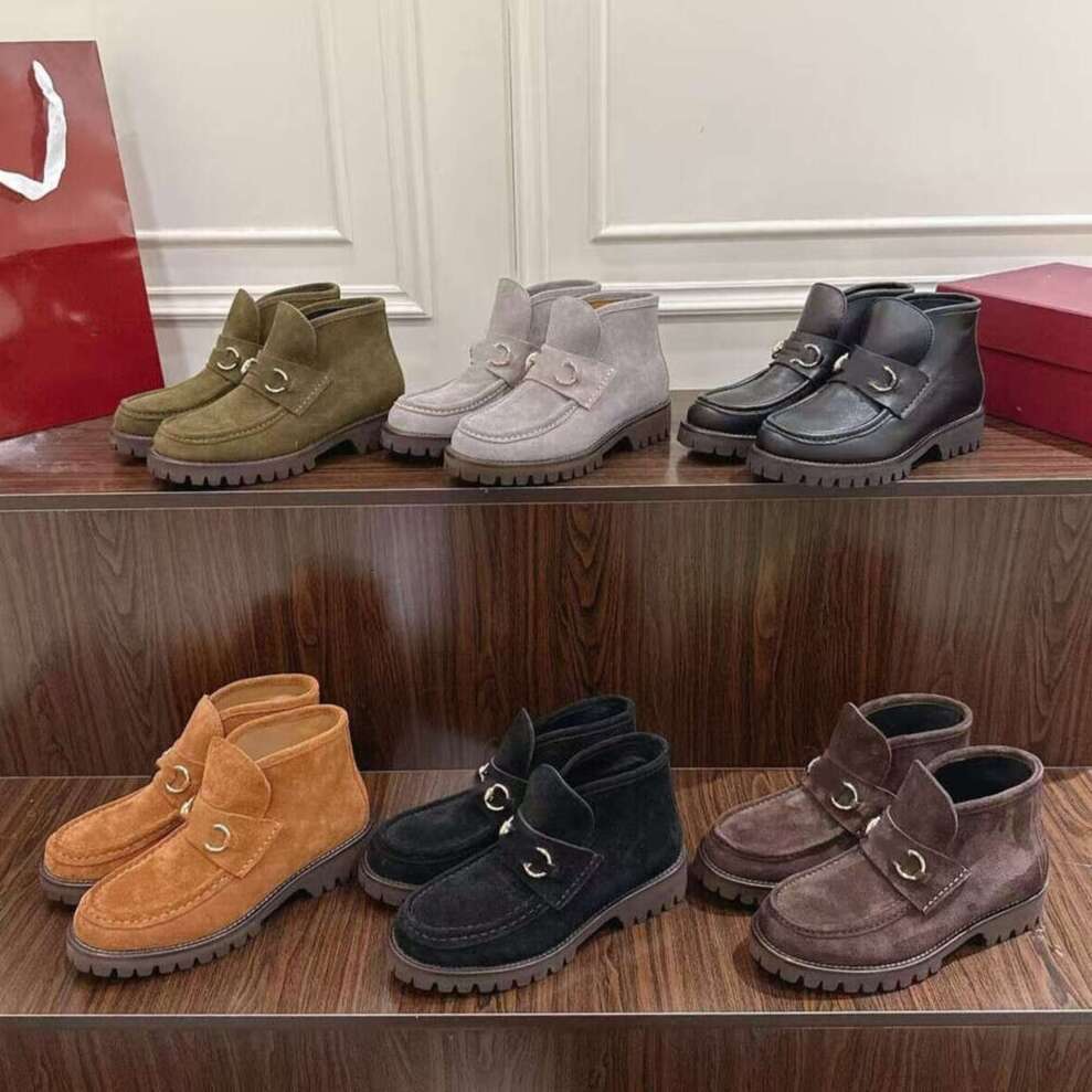 Luxury Horsebit loafers designer shoe woman Vacation Leisure thick-soled casual shoes top quality Metal buckle Suede platform High-top slip on shoes Dress