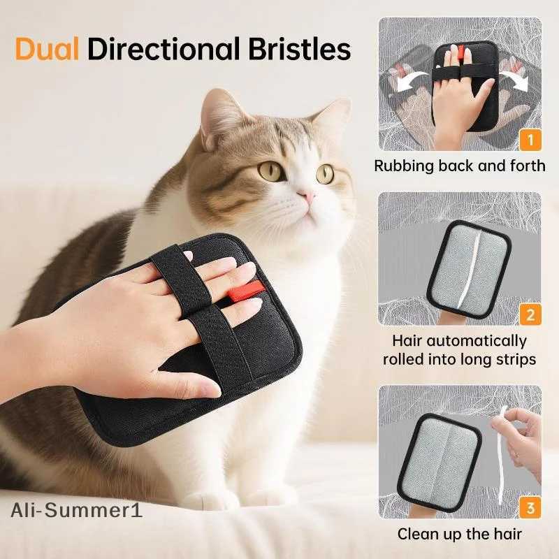 Static Pet Hair Removal Gloves Reusable Electrostatic Cat Dog Hair Remover Grooming Gloves Brush Tool For Couch Carpet Car Seat M251208 - view 4