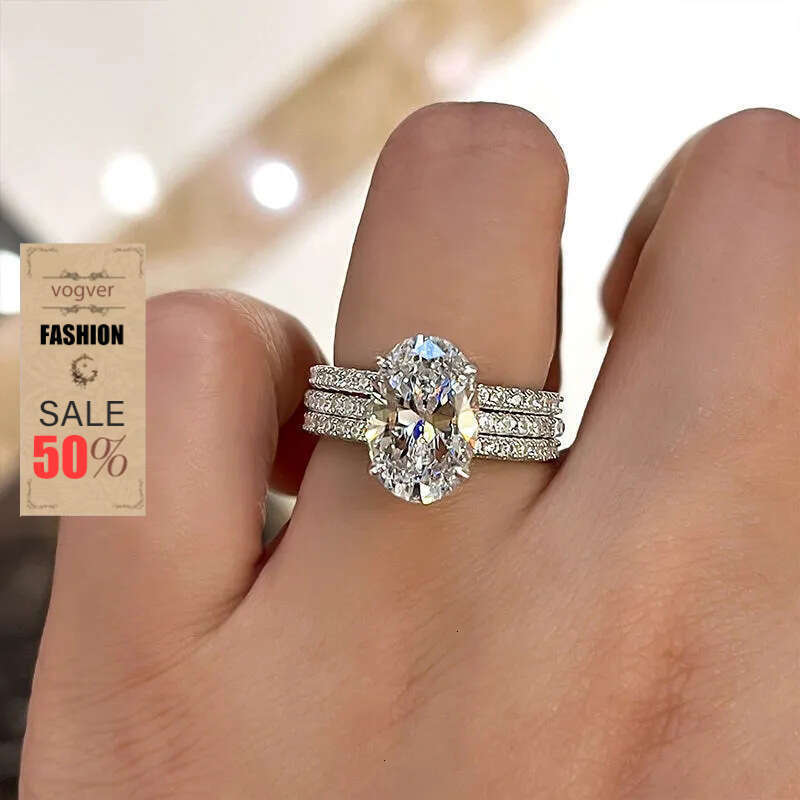 Ring For Women Designer Cao Shi Cross-Border Luxury Three-Set Wedding Engagement Geometric Jewelry Fashionable Elegant Super Shiny Hot-Selling Rings