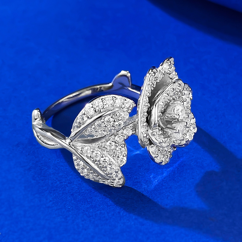 Choucong Soild 100% 925 Sterling Silver Wedding Rings Luxury Jewelry Round Cut White 7A Zircon CZ Diamond Gemstones Party Elegant Women Flower Bride R