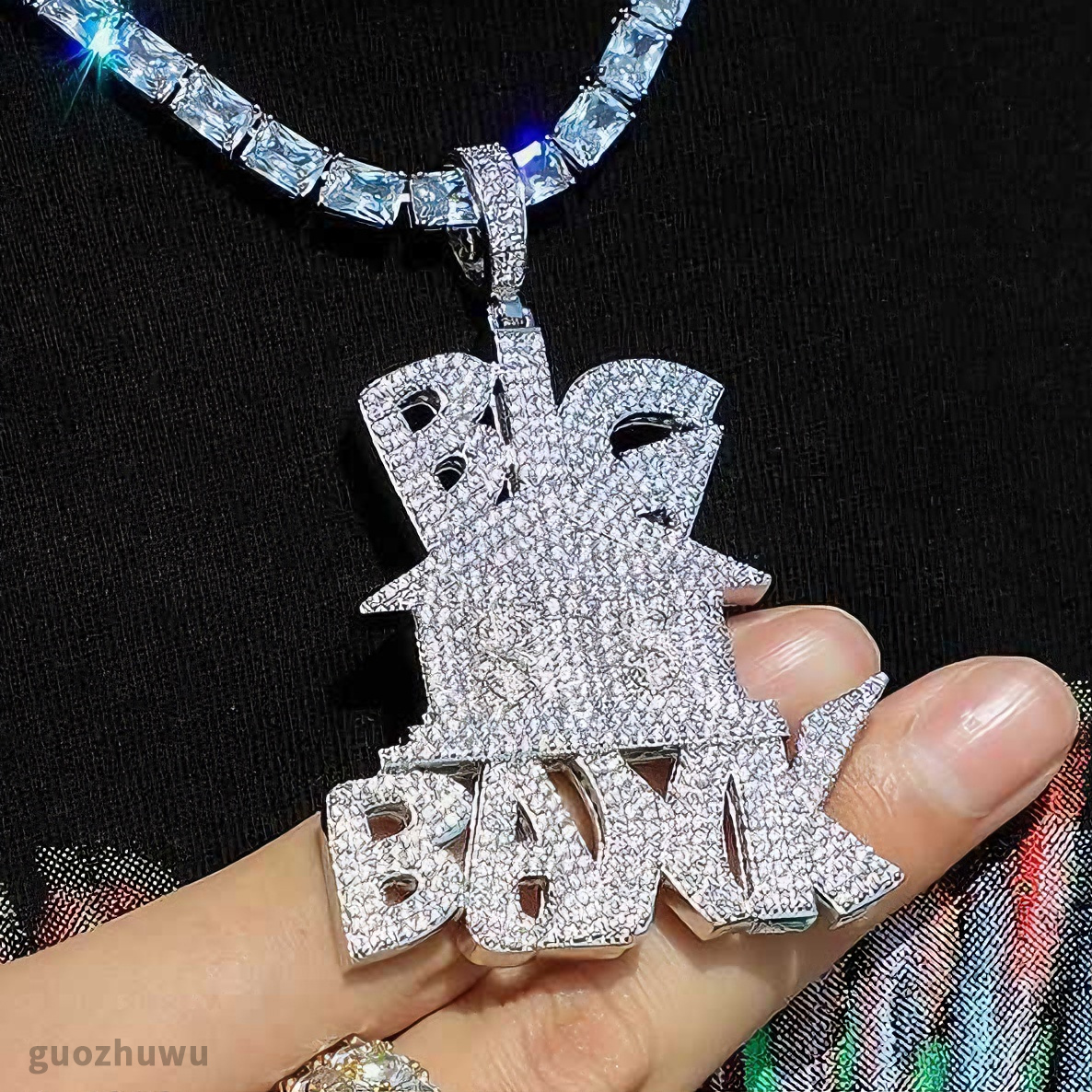 Hip Hop Full Zirconium Big Bank Money Pendant Necklace Dollar Sign Men's Rap Accessories 14k Gold Plated Iced Out Cubic Zirconia Cz Stone Jewelry