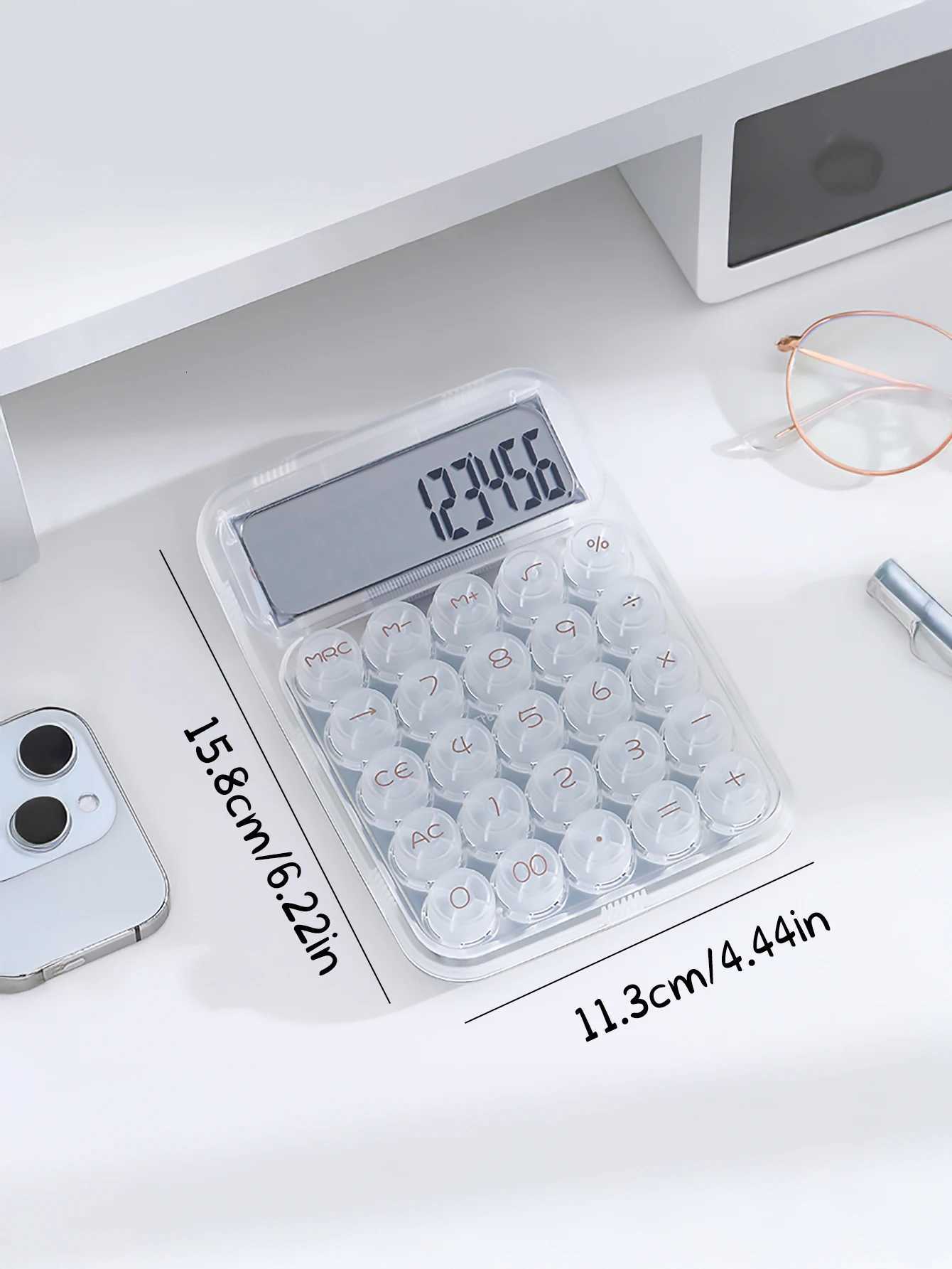 1 transparent dopamine calcator 12-digit desktop calcator suitable for use by students and in offs H251208