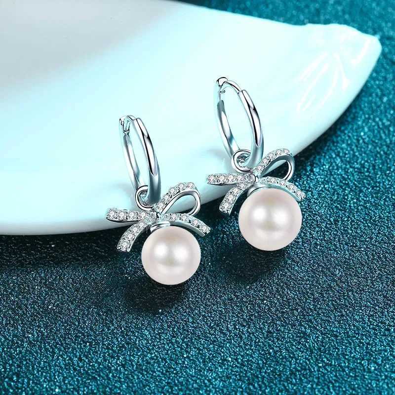 S925 Sterling Silver Earrings Freshwater Pearl Moissanite Earrings for Women J251208