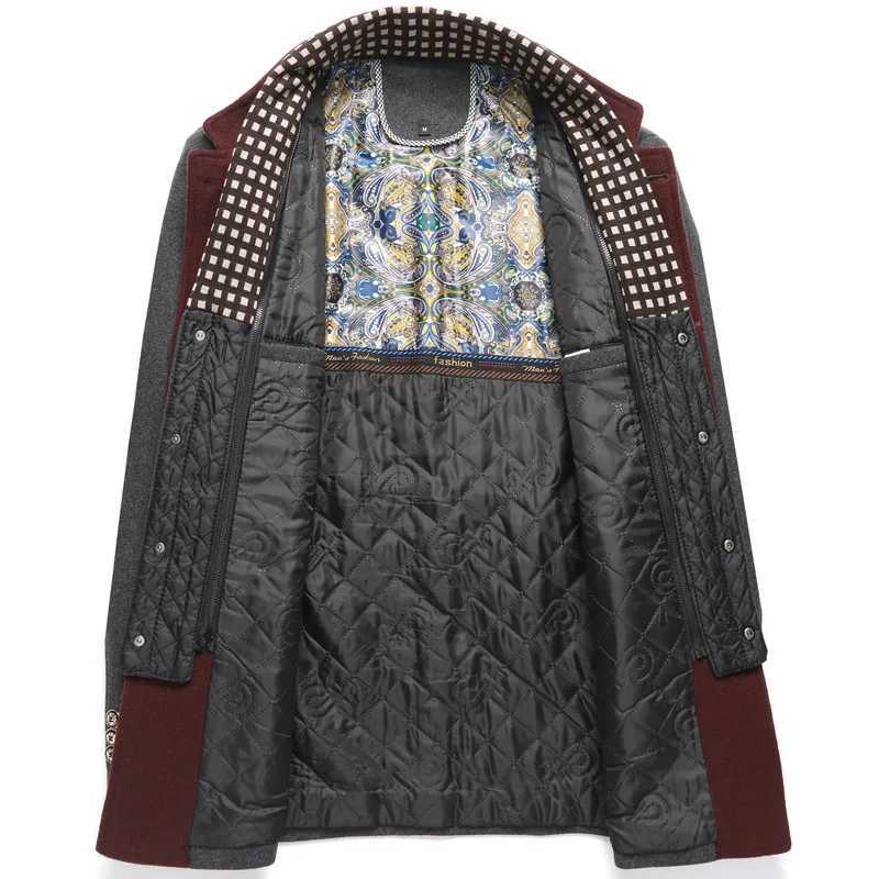 In Stock Mens Wool Woolen Thick Scarf Collar Mens Top Coats for Men Clothing Men Winter Jacket Overcoat Englang Style M251208