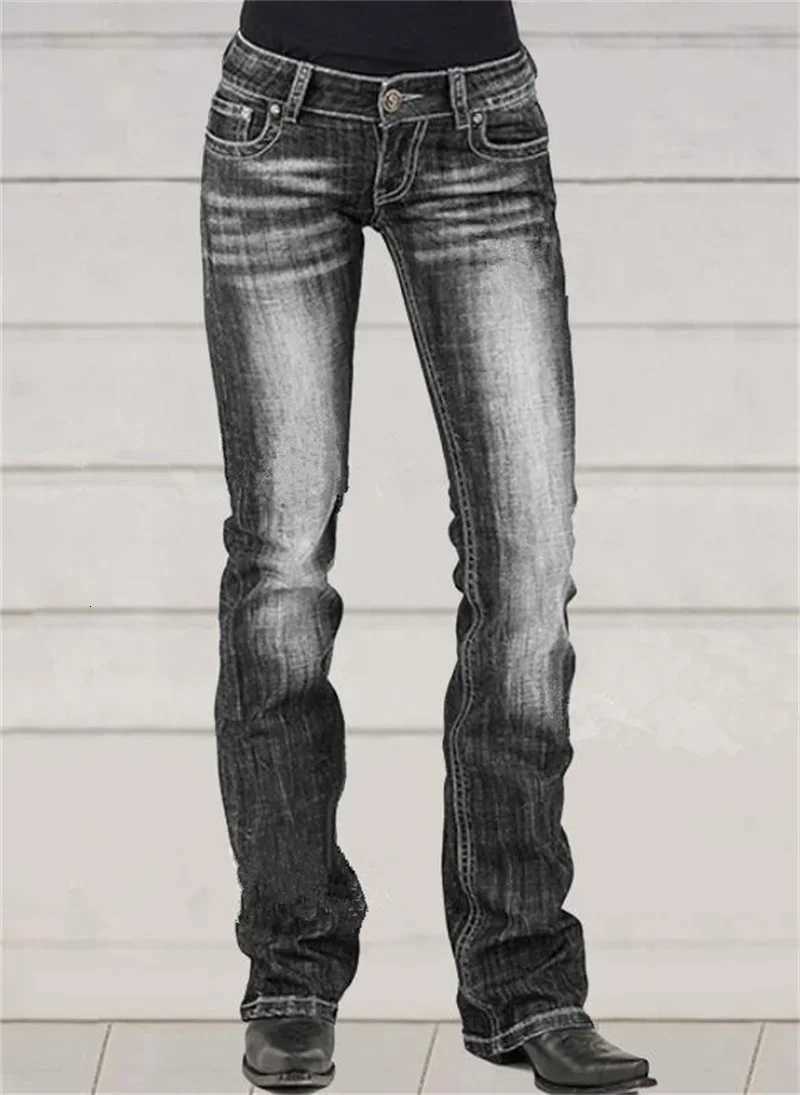 Low-waisted Women Flared Jeans Fashion Vintage Whitish Blue Washable Denim Pants Slim Fit Trousers Female Chic Casual StreetwearT251208