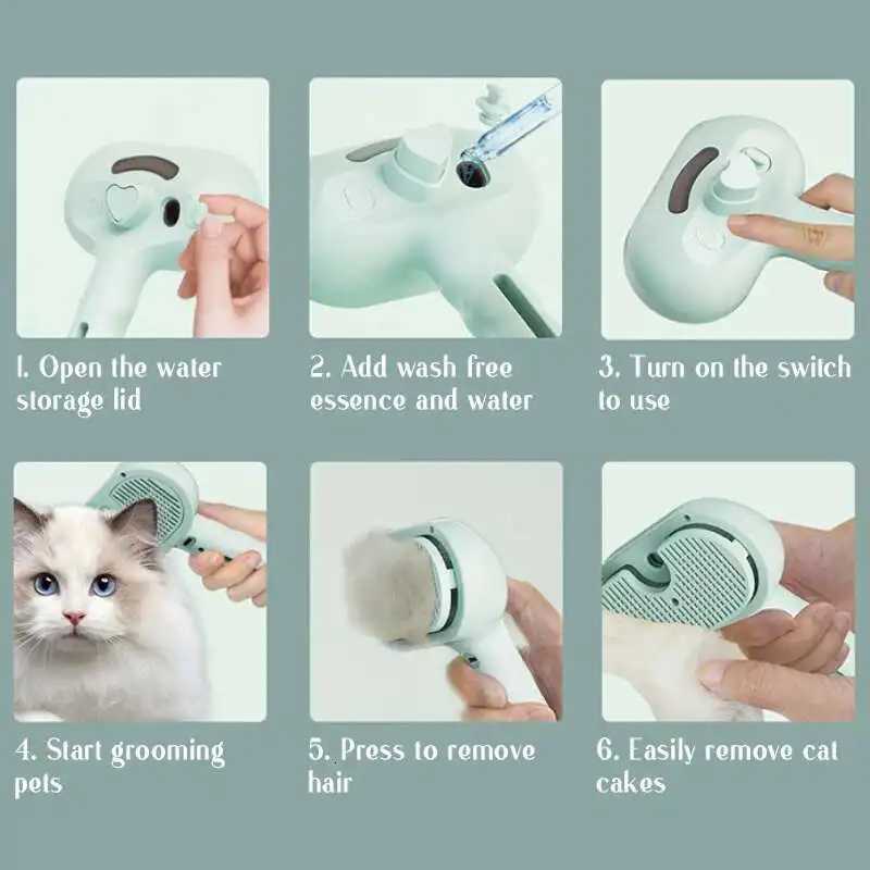Dog Spray Hair Comb Pet Steam Massage Brush Safe Round Head Soft Teeth Spray Hair Removal Comb for Dog Cat Cleaning Brush M251208 - view 7