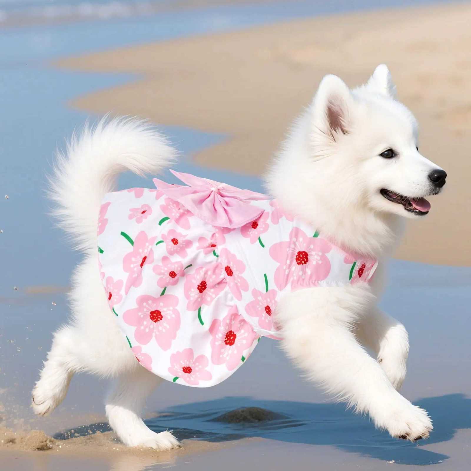 Summer Floral Dog Princess Dress Kitten Pet Skirt Cute Printed Bow Lace Dog Dresses for Small Medium Puppies Poodle Apparel M251208