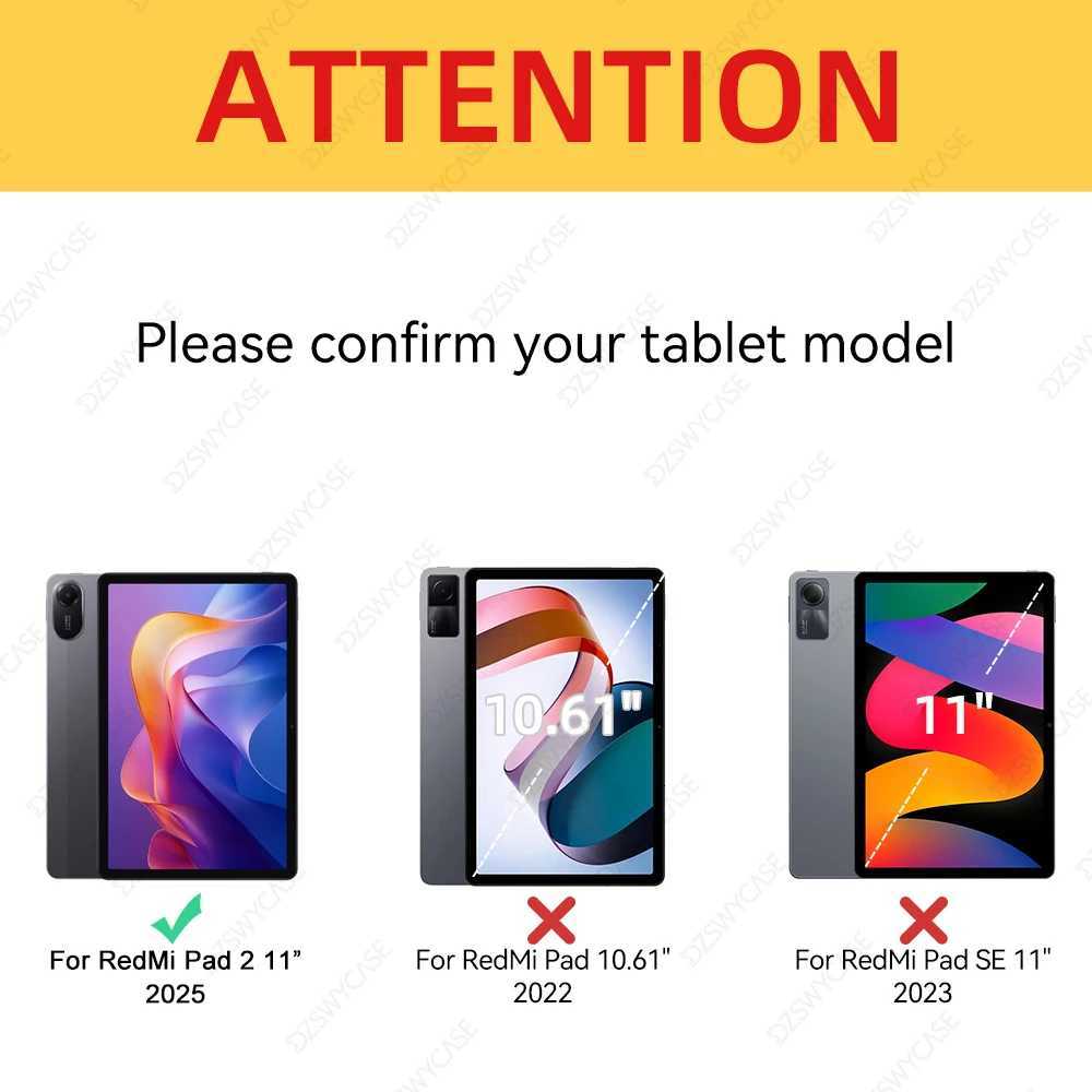 Case for Redmi Pad 2 11 inch 2025 Trifold Stand Case with Pencil Holder PU Leather Clear Back Cover C251208