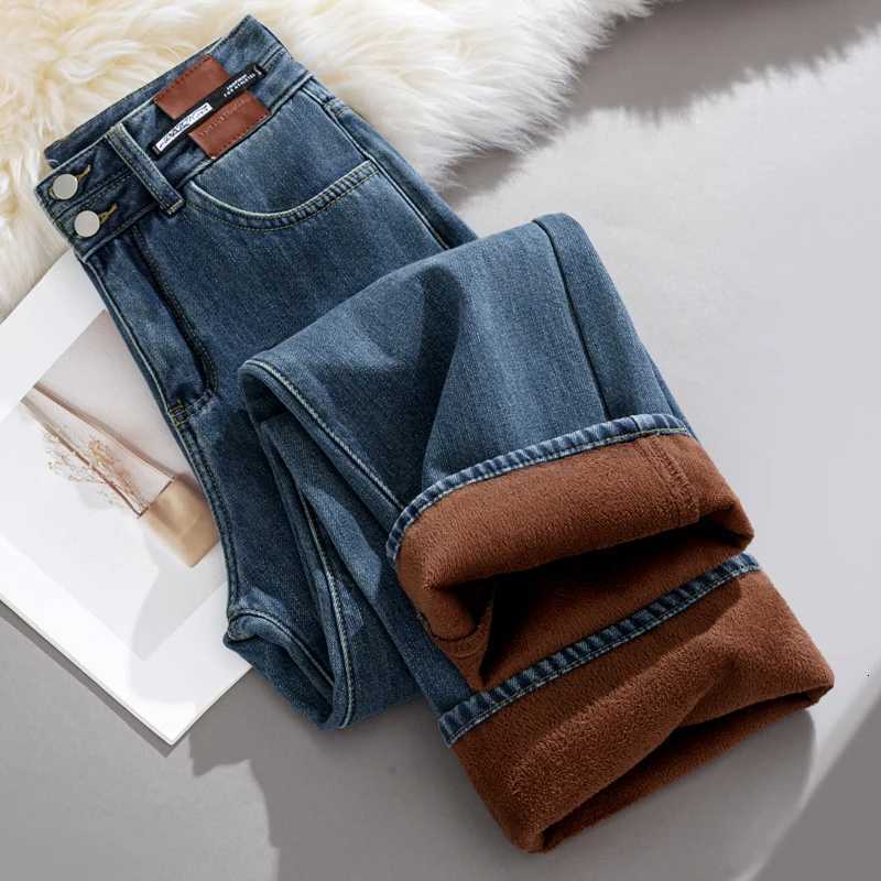 Jeans for Woman Y2k Pants 2025 Winter Wide Leg Trousers High Waist Loose Fit Stretch Comfort Retro Fashion Fleece Lined WarmT251208