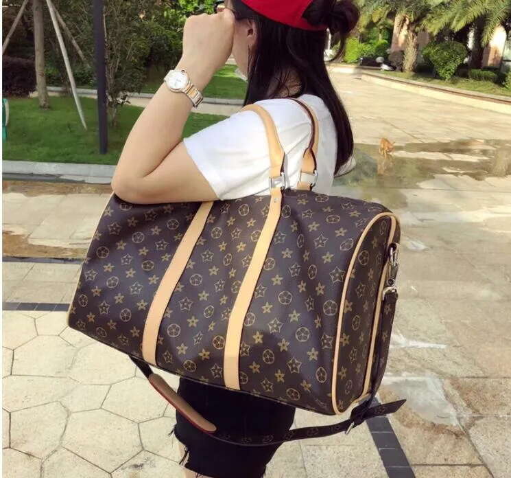 Designer Travel Duffle Bag for Men and Women,PU Leather Luggage Bag Weekender Overnight Bag,Large Crossbody Tote,Carry-On Luggage