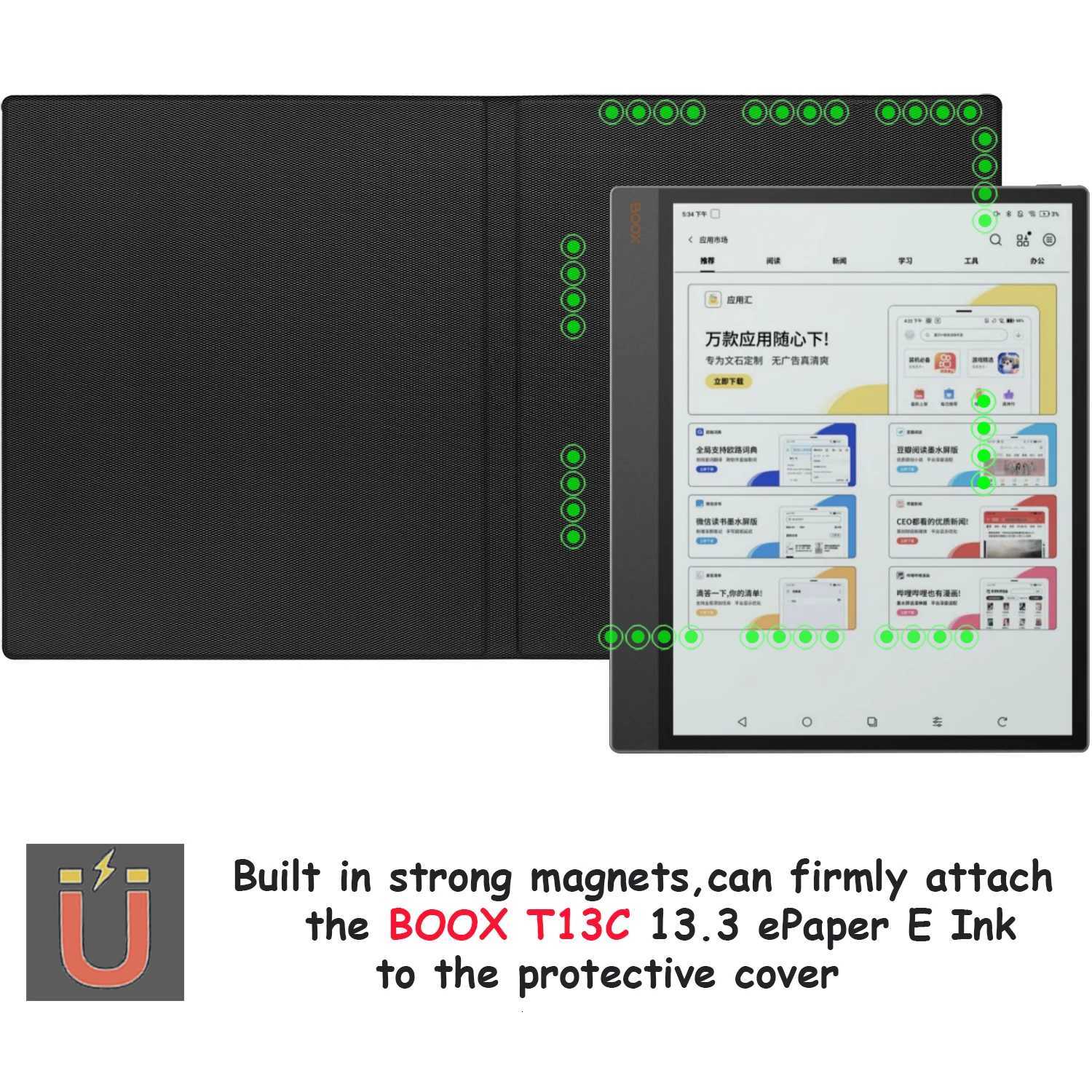 Magnetic Case for Boox Tab X C 133 tra-Thin Lightweight Leather Cover with Magnetic Pen Buckle Auto Sleep/Wake C251208