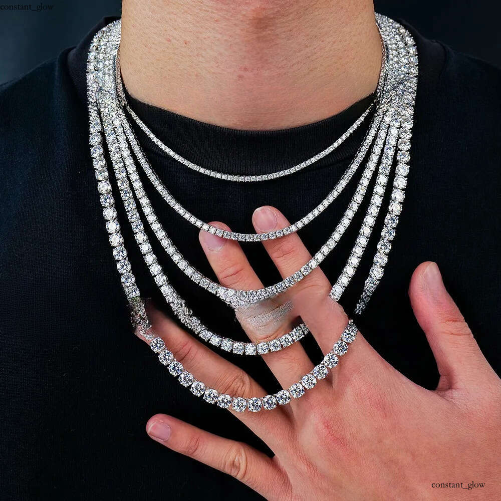 2-6mm Hiphop Sier Cluster Iced Out Vvs Gra Certified Dia Mossanite Moissanite Jewelry Necklace GRA Tennis Chain for Man 2a