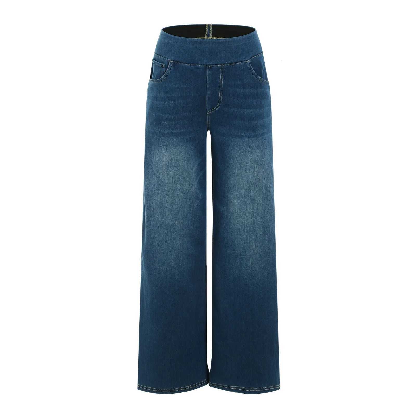 Fashion Baggy Jeans For Women Bleached Vintage High Waist Wide Leg Denim Pants With Pockets Boyfriend Stretchy Palazzo PantsT251208