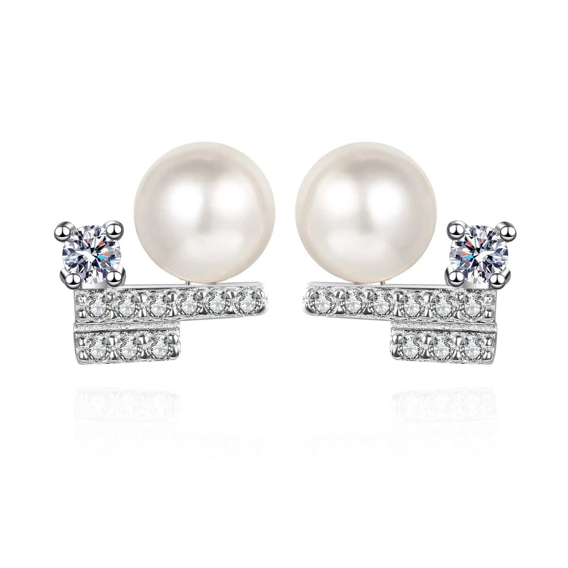 Silver earrings jewelry Moissanite 925 sterling silver earrings Pearl romantic Light luxury for Women Hoops Piercing Jewelry J251208