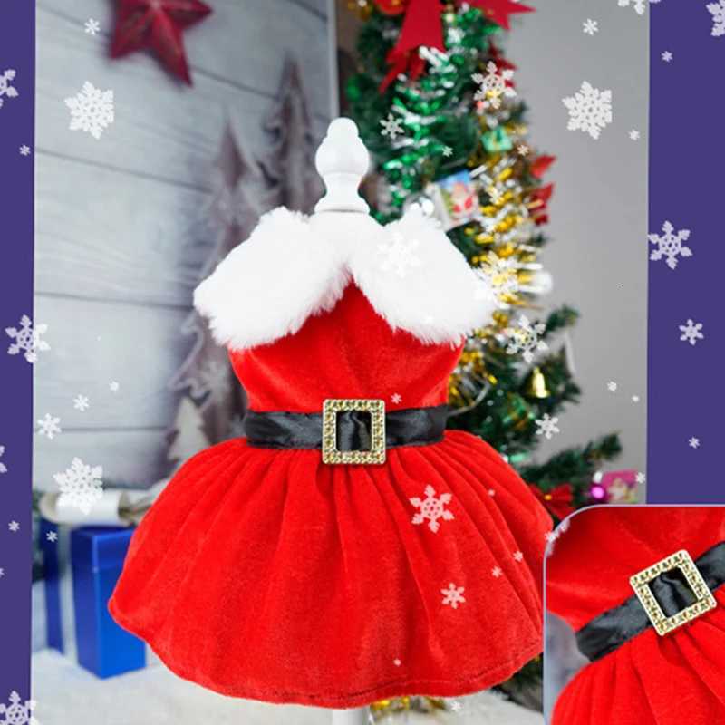 Cute Pet Dresses Christmas Festival Party Costume for Small Dogs Cats Red Princess Skirt Gifts Yorkshire French Bulldog Clothes M251208