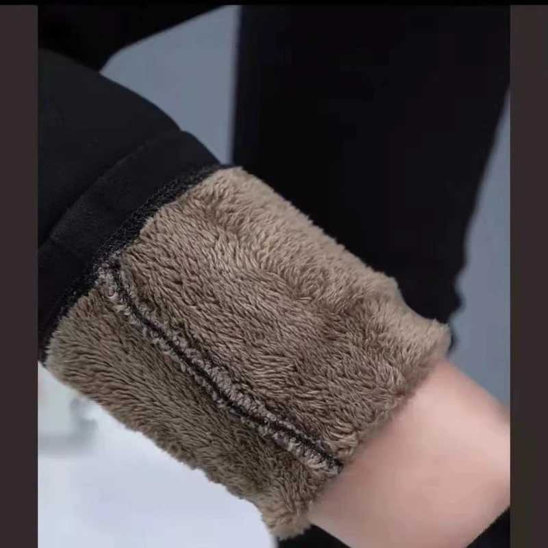 Lamb Fleece Thickened Jeans Womens Elastic Waist Large Size Small Pants Fat Mm Thin Fleece Winter Elastic Pencil PantsT251208