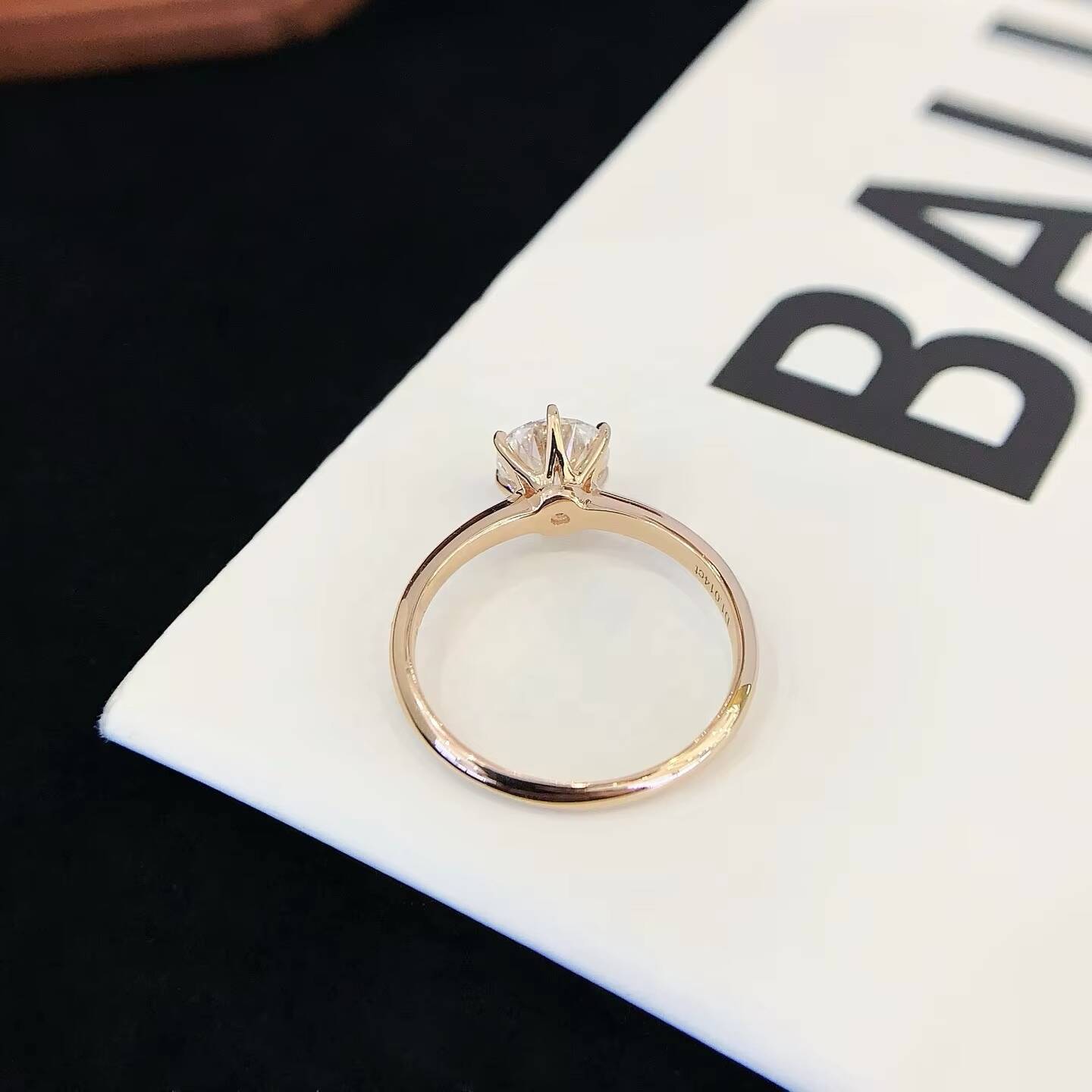 Double Jewelry 18k Rose Gold 6 Claws 1ct Round Lab Grown Diamond Solitaire Rings for Women Engagement Ring Lab Diamond Jewelry