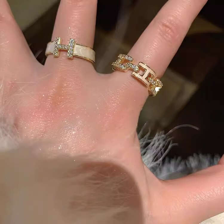 Ring For Women Designer Luxury Drip Oil Zircon High-end Open Ins Niche French Style Internet Celebrity Ring